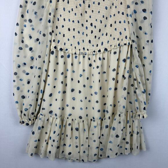 Wilfred Tempest Polka Dot Smocked Mini Dress Long Sleeve 80286QP Women's Size M - Picture 7 of 10